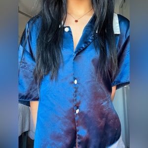 vintage blue victoria’s secret satin blouse
